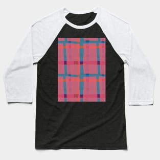 Contemporary Color Block Mid-Century Modern Pseudo Plaid Baseball T-Shirt